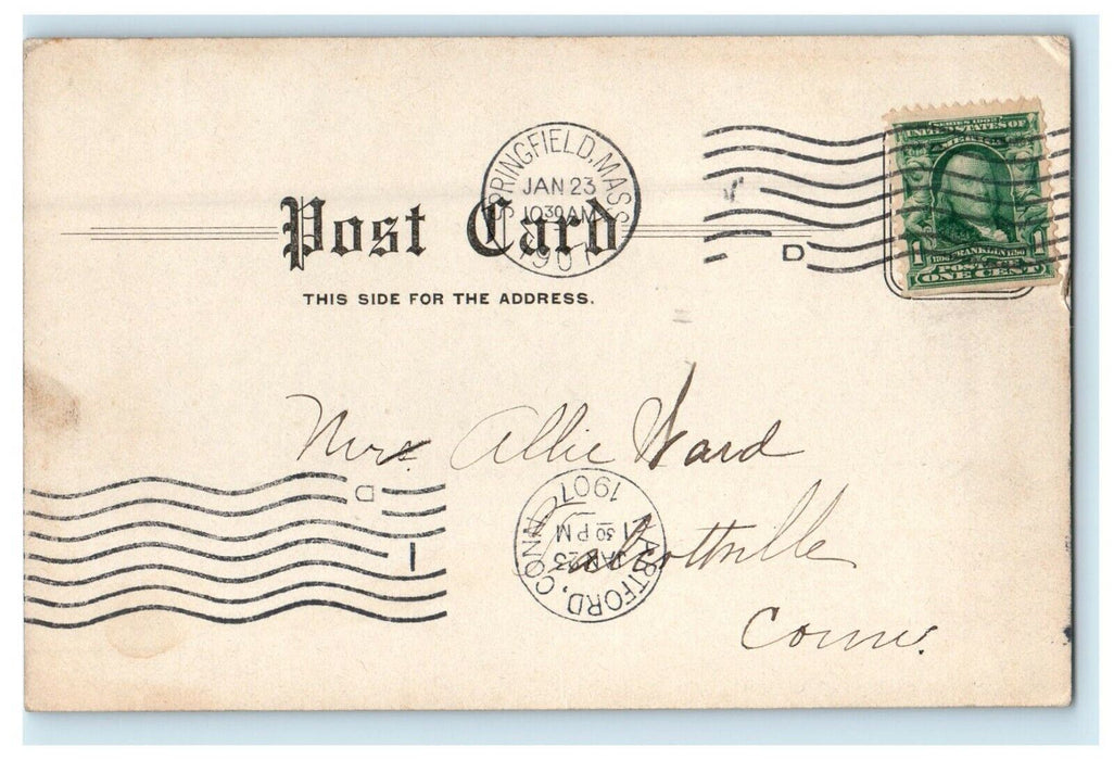 1907 U.S. Water Shops Springfield, Massachusetts MA Antique Postcard