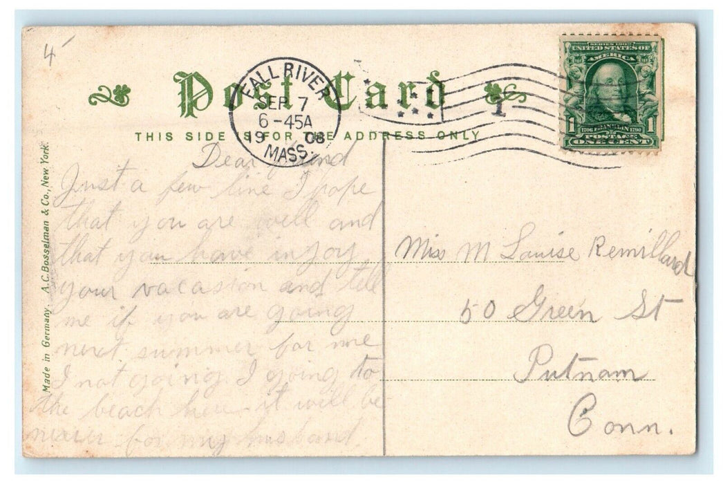 1908 St. Ann's Hospital, Fall River Massachusetts MA Antique Postcard