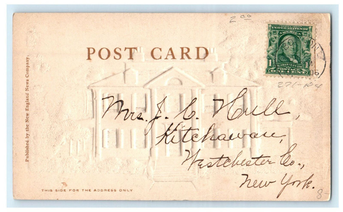 1906 Longfellow House, Cambridge Massachusetts MA Embossed Posted Postcard