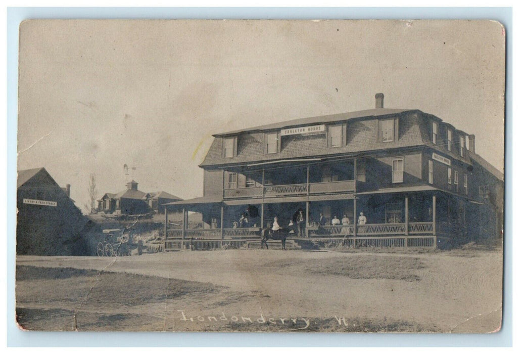 c1910's Stables Carleton House Londonderry Vermont VT RPPC Photo Postcard