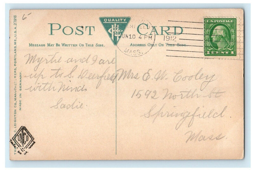 1912 Aerial View T. Moreys Factory Greenfiled Massachusetts MA Antique Postcard