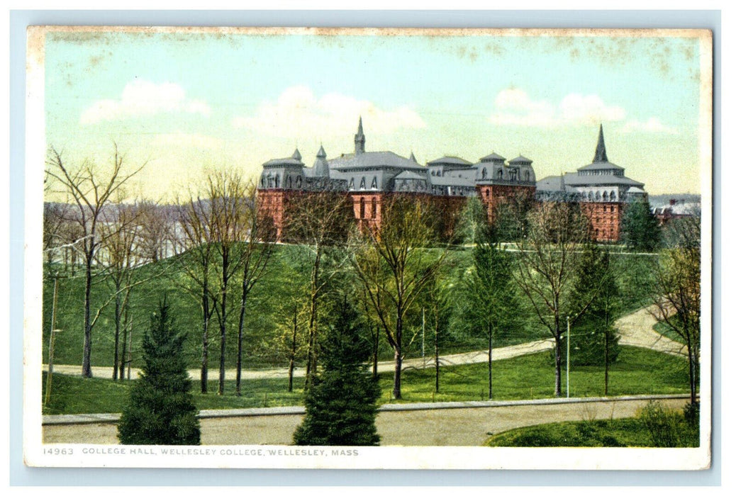 c1910s Hall in Wellesley College Wellesley Massachusetts MA Phostint Postcard
