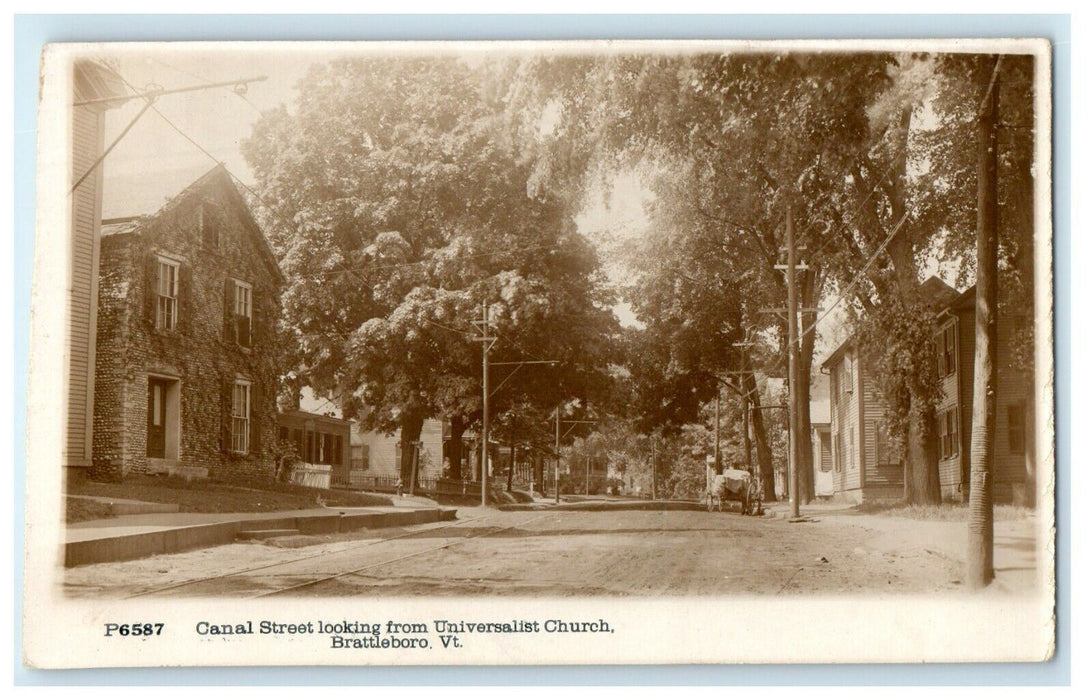 c1910's Canal Street Universalist Church Brattleboro VT RPPC Photo Postcard