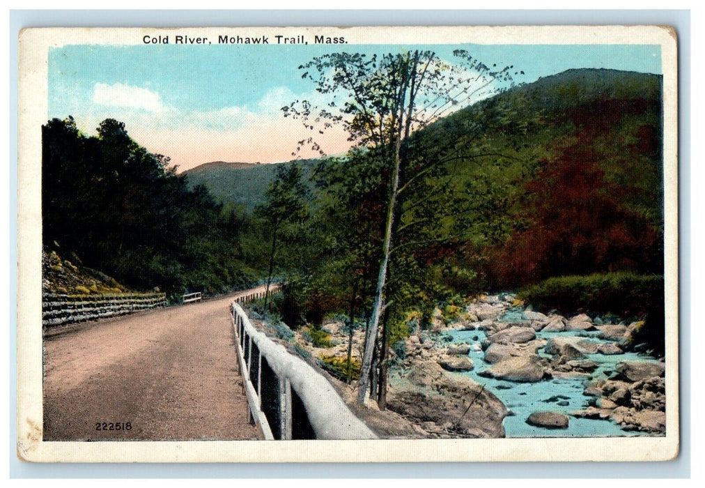 c1910's View Of Cold River Dirt Road Mohawk Trail Massachusetts MA Postcard