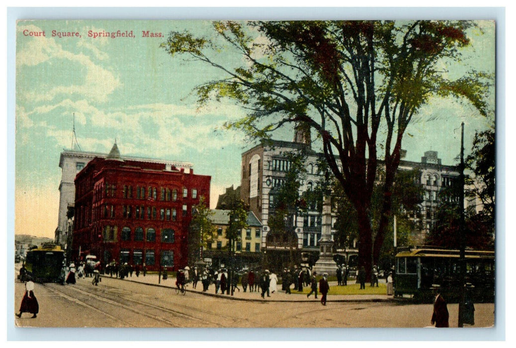c1910s Court Square, Springfield, Massachusetts MA Unposted Antique Postcard