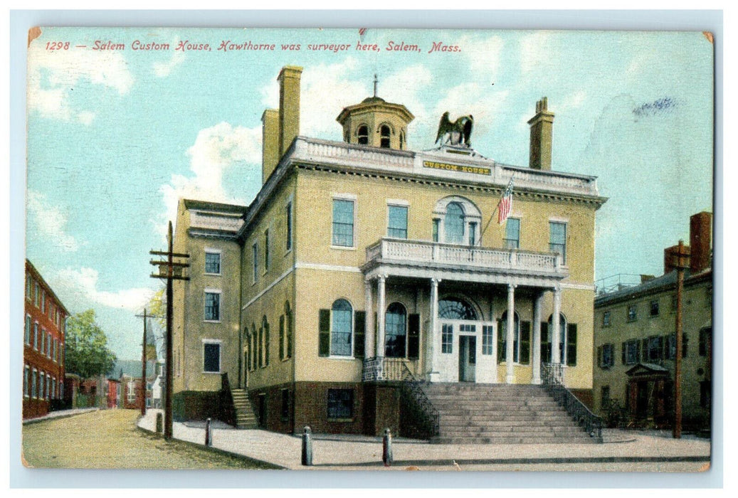c1910s Hawthorne's Surveyor Here, Salem House, Salem Massachusetts MA Postcard