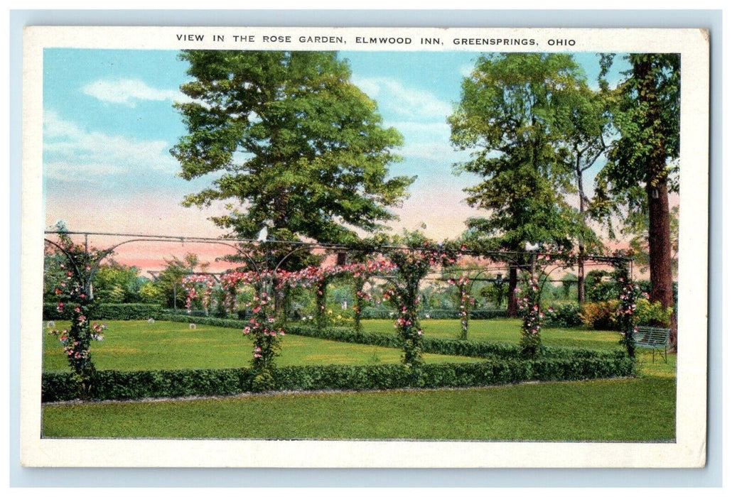 View In The Rose Garden Elmwood Inn Greensprings Ohio OH Postcard