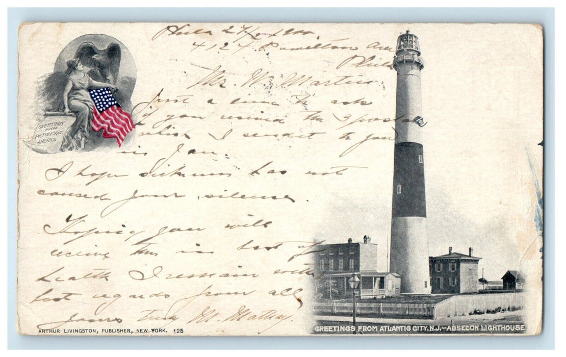 1900 Greetings From Atlantic City New Jersey NJ Antique Postcard