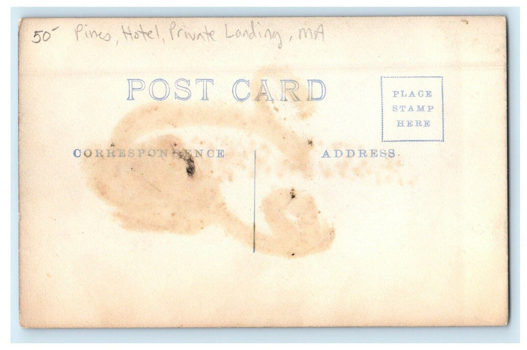 c1910's Pines Hotel Private Landing Massachusetts MA RPPC Photo Postcard