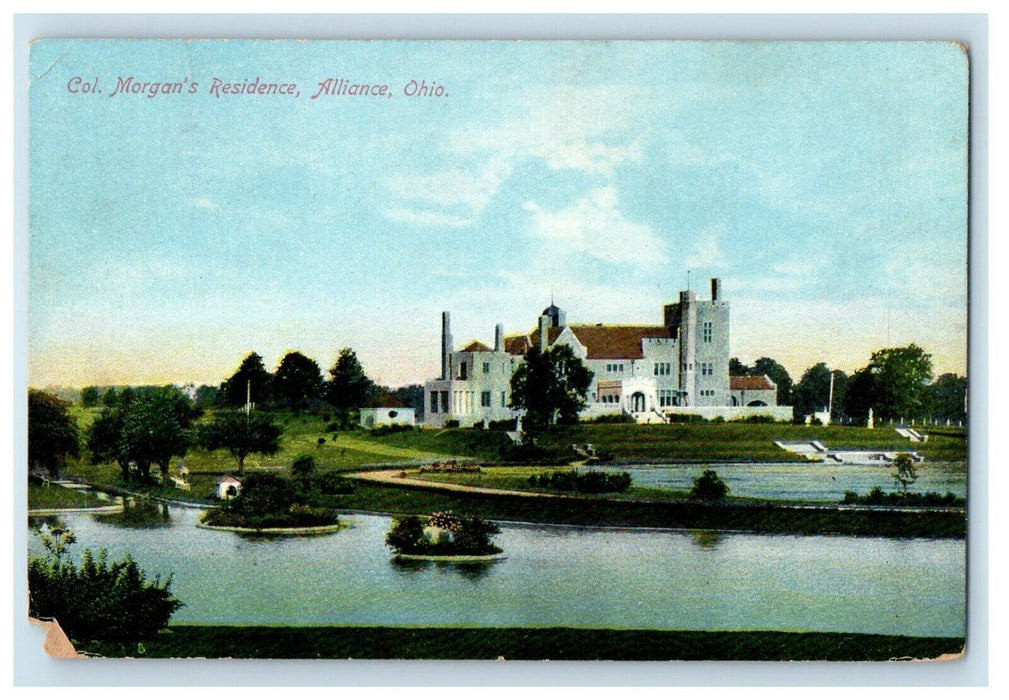 1909 View Of Col. Morgan's Residence Alliance Ohio OH Posted Antique Postcard