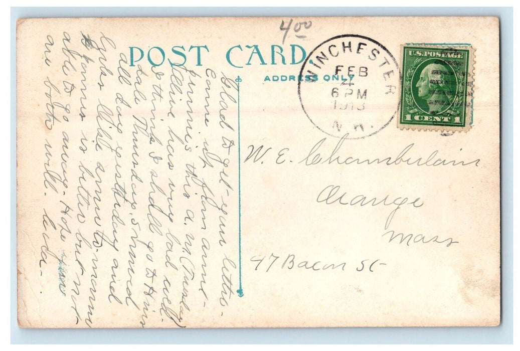 c1910's Orange  Massachusetts MA, Post Office And East Main Street Car Postcard
