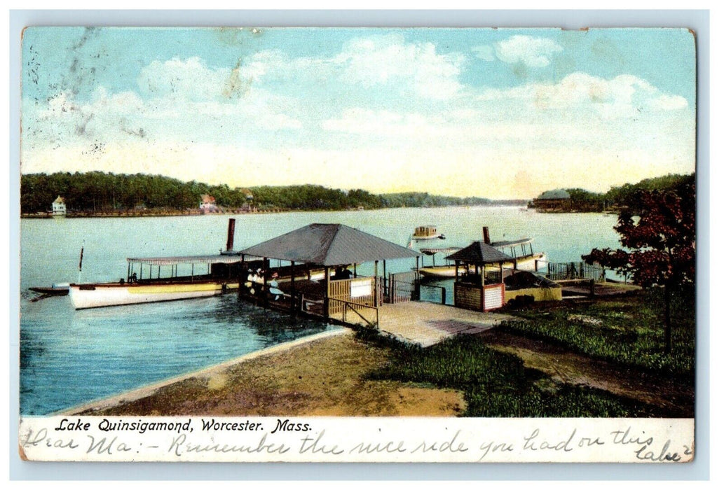 1907 Lake Quinsigamond Worcester Massachusetts MA Posted Antique Postcard