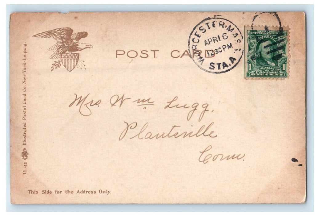 1907 Lake Quinsigamond Worcester Massachusetts MA Posted Antique Postcard