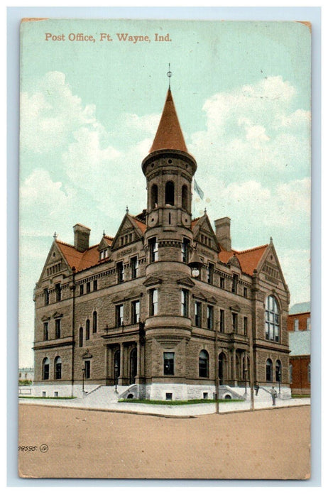 1909 View Of Post Office Building Ft. Wayne Indiana IN Antique  Postcard