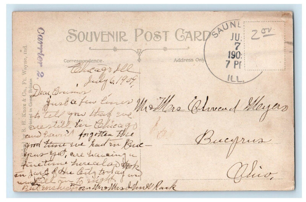 1909 View Of Post Office Building Ft. Wayne Indiana IN Antique  Postcard
