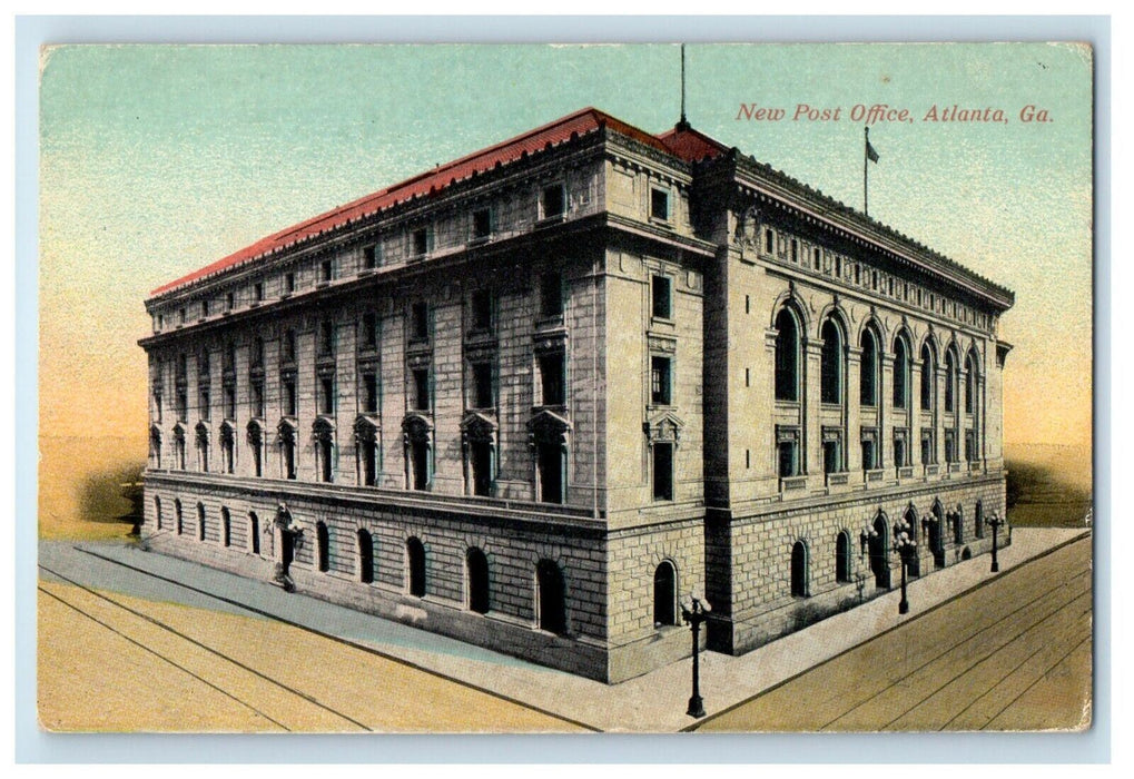 c1910's New Post Office Building Street View Atlanta Georgia GA Antique Postcard