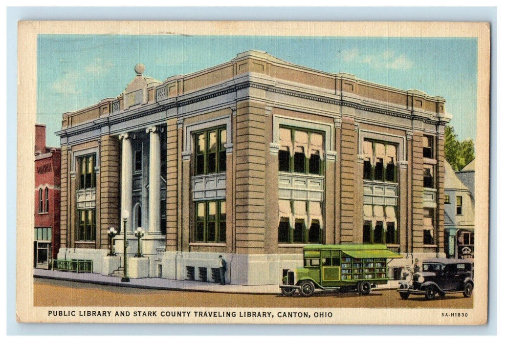 1945 Public Library And Stark County Traveling Library Canton Ohio OH Postcard