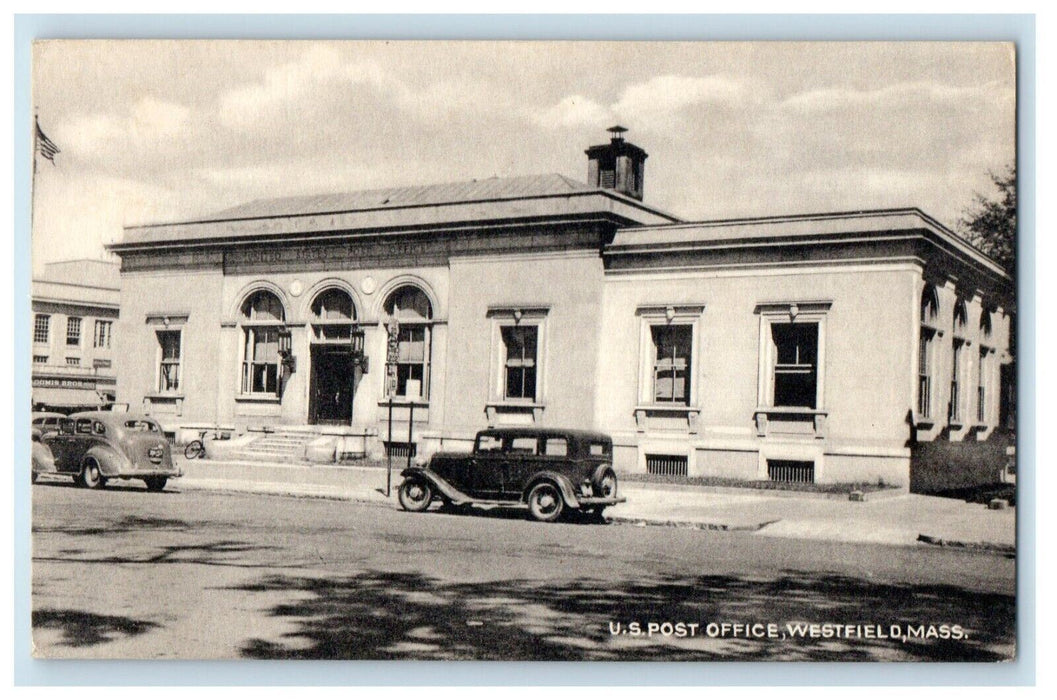 c1940's U.S Post Office Car Front Westfield Massachusetts MA Vintage Postcard