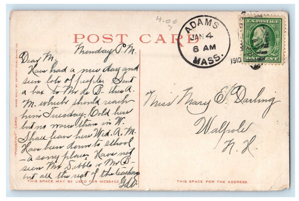 1910 Along The Hoosac River Adams Massachusetts MA Posted Antique Postcard