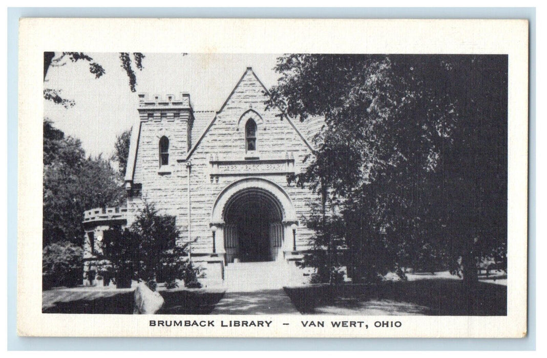 Van Wert Ohio OH, Brumback Library Building Unposted Vintage Postcard