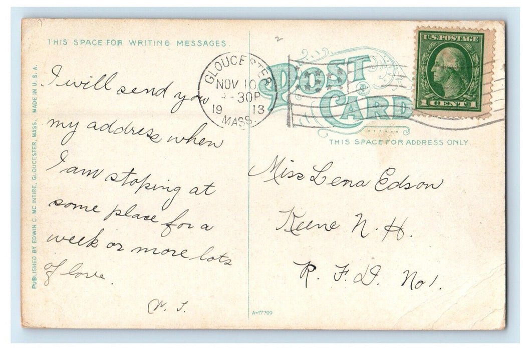 1913 Mother Ann Eastern Point Boat Gloucester Massachusetts MA Antique Postcard