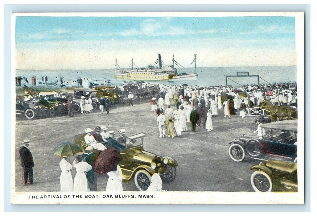 1919 Arrival of the Boat, Oak Bluffs, Massachusetts MA Posted Postcard