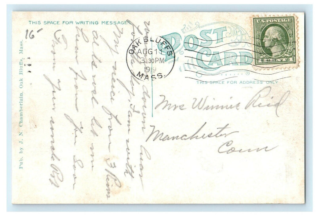 1919 Arrival of the Boat, Oak Bluffs, Massachusetts MA Posted Postcard