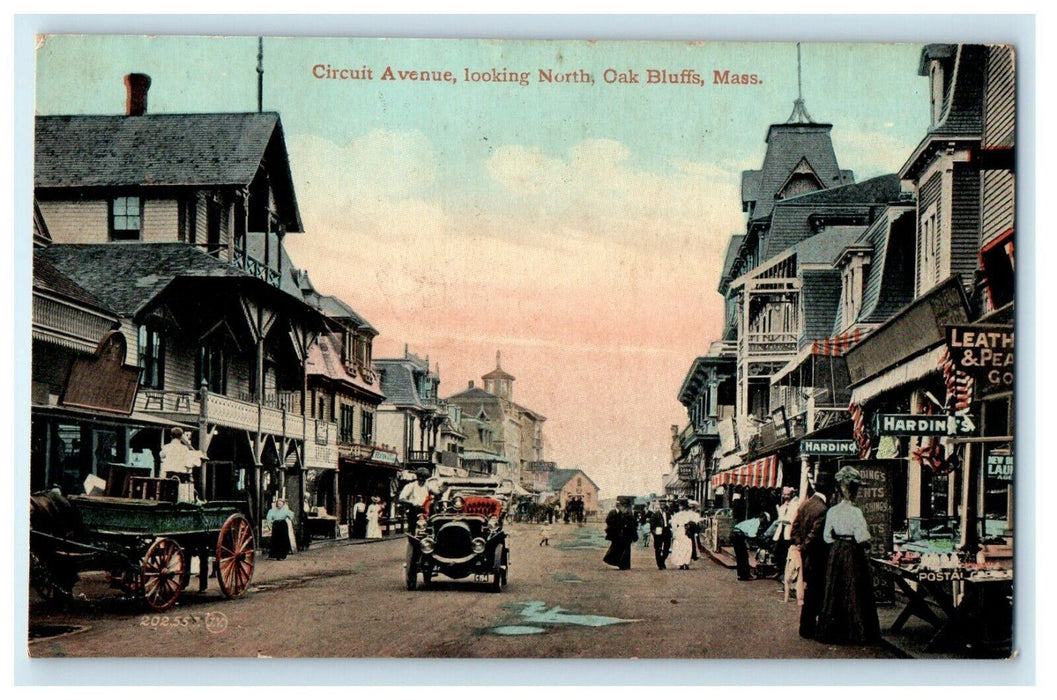 1913 Circuit Avenue Looking North, Oak Bluffs, Massachusetts MA Posted Postcard