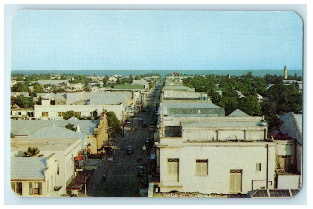 1953 Bird's Eye View Of Key West From Roof Of Concha Hotel Florida FL Postcard