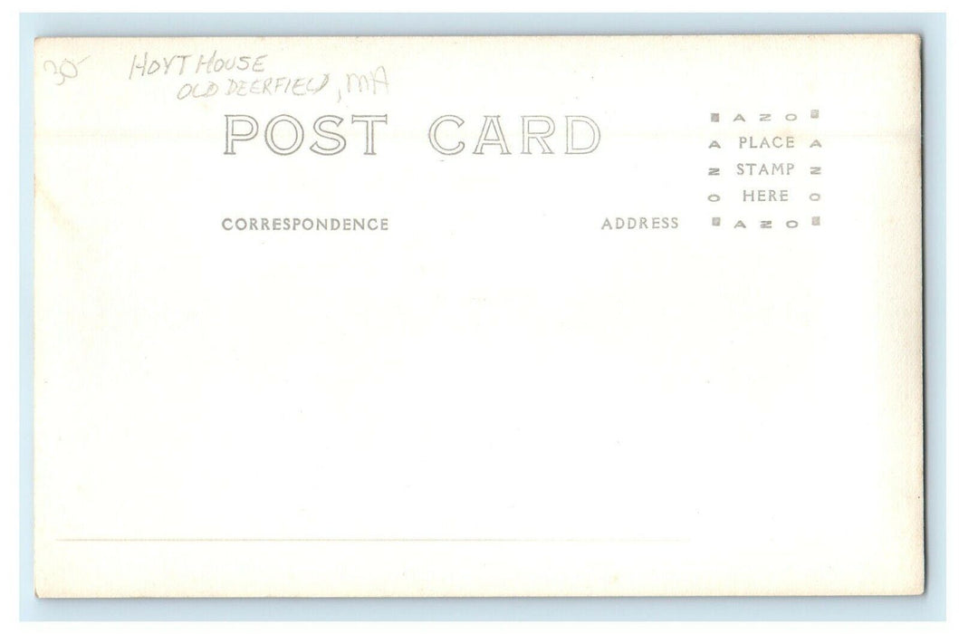 c1920's Hoyt House Old Deerfield Massachusetts MA RPPC Photo Antique Postcard