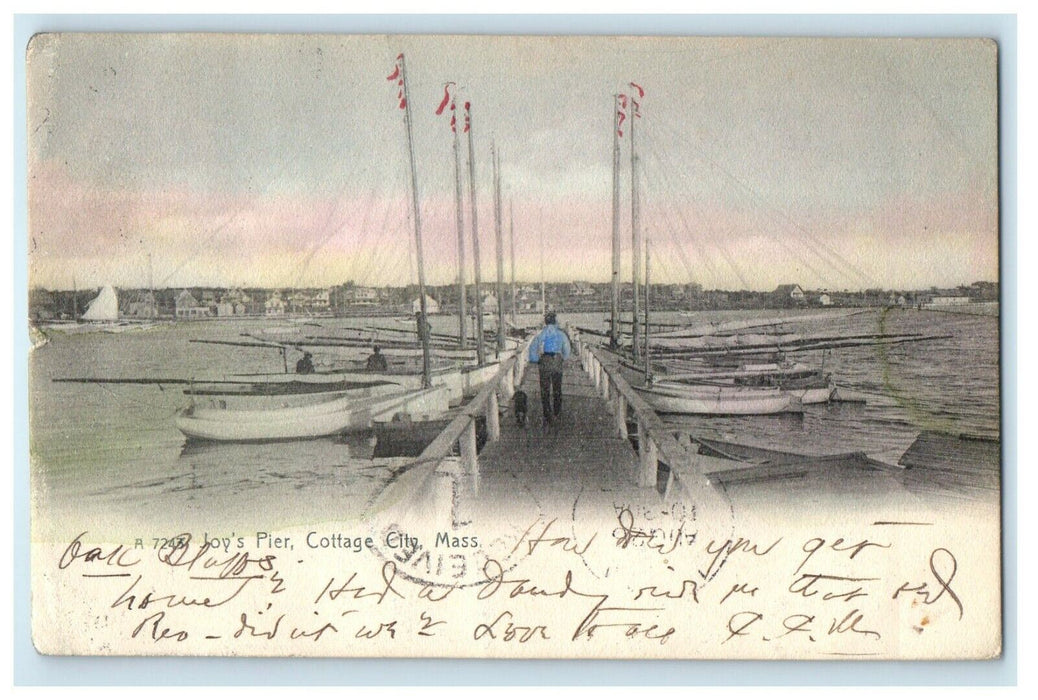 1907 Joy's Pier Cottage City Massachusetts MA Antique Rotograph Postcard