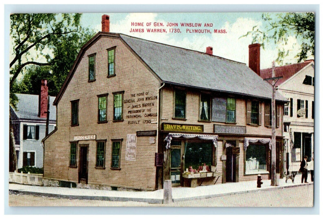 Home Of Gen. John Winslow & James Warren 1730 Plymouth Massachusetts MA Postcard