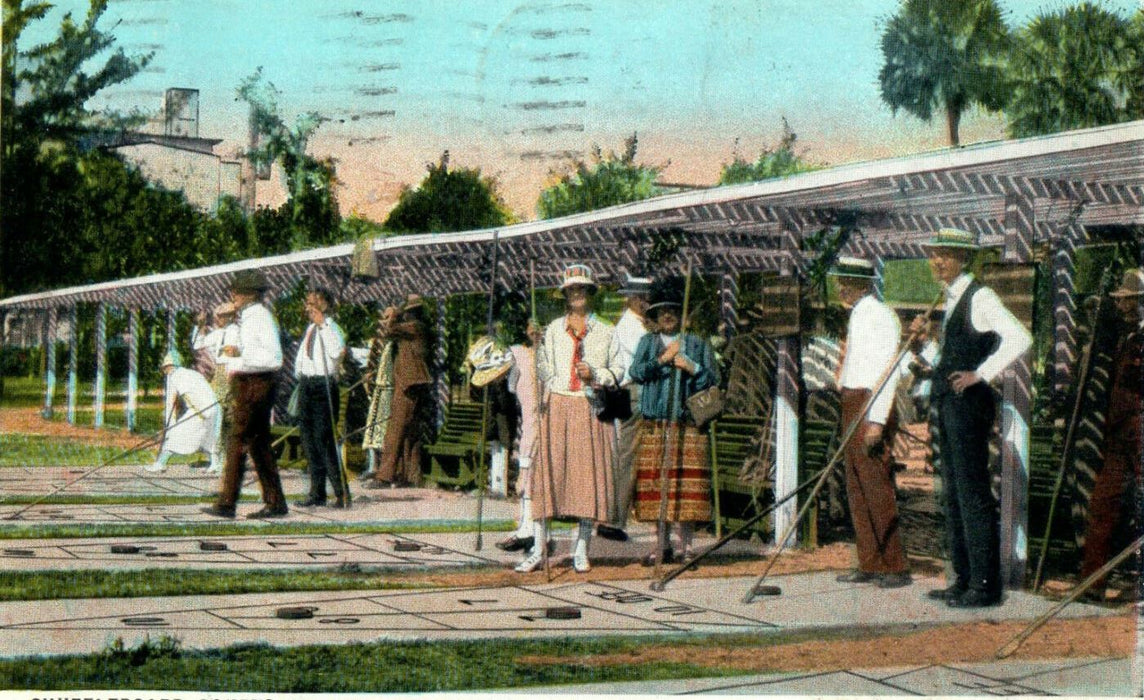1928 "The Sunshine City" Shuffleboard Courts, St. Petersburg Florida FL Postcard