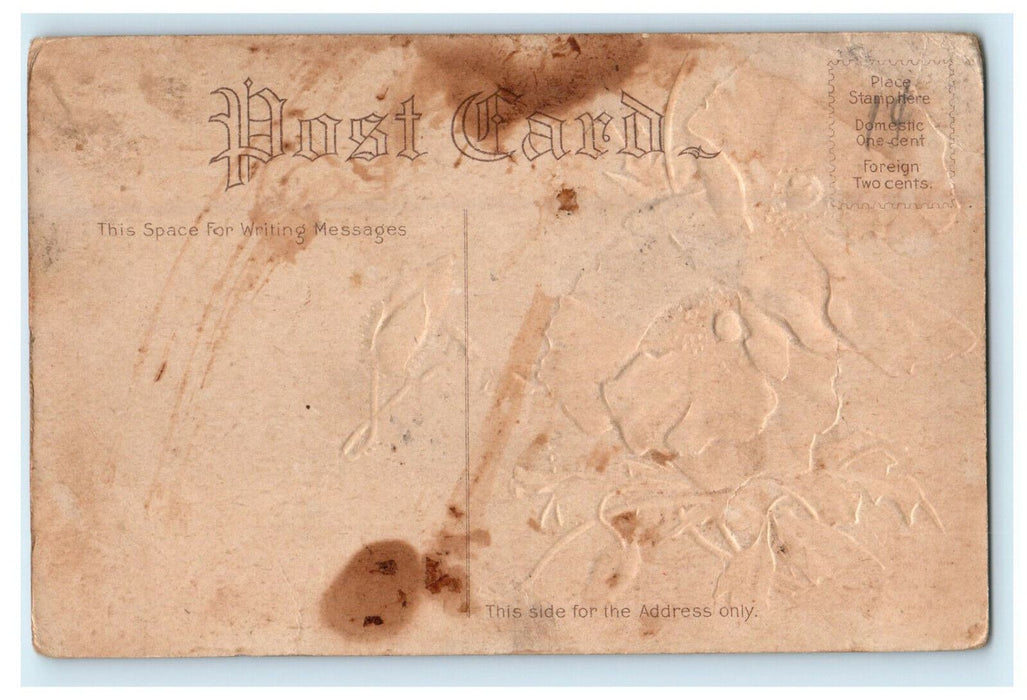 c1910 Rose Flower, Greetings from Niles Center Illinois IL Embossed Postcard