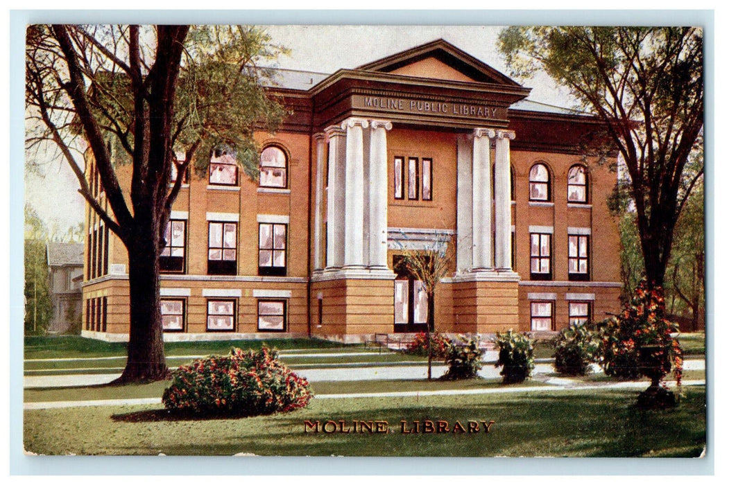 c1910 Moline Public Library Moline, Illinois IL Unposted Postcard