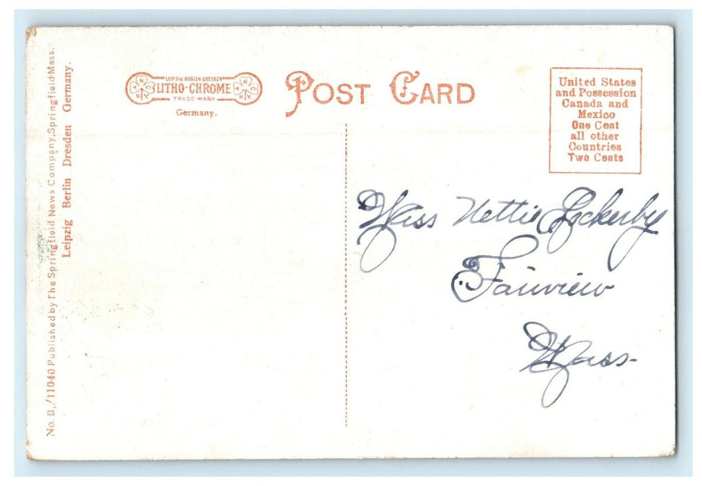 1914 County Bridge, Hadley Falls, Massachusetts MA Posted Postcard