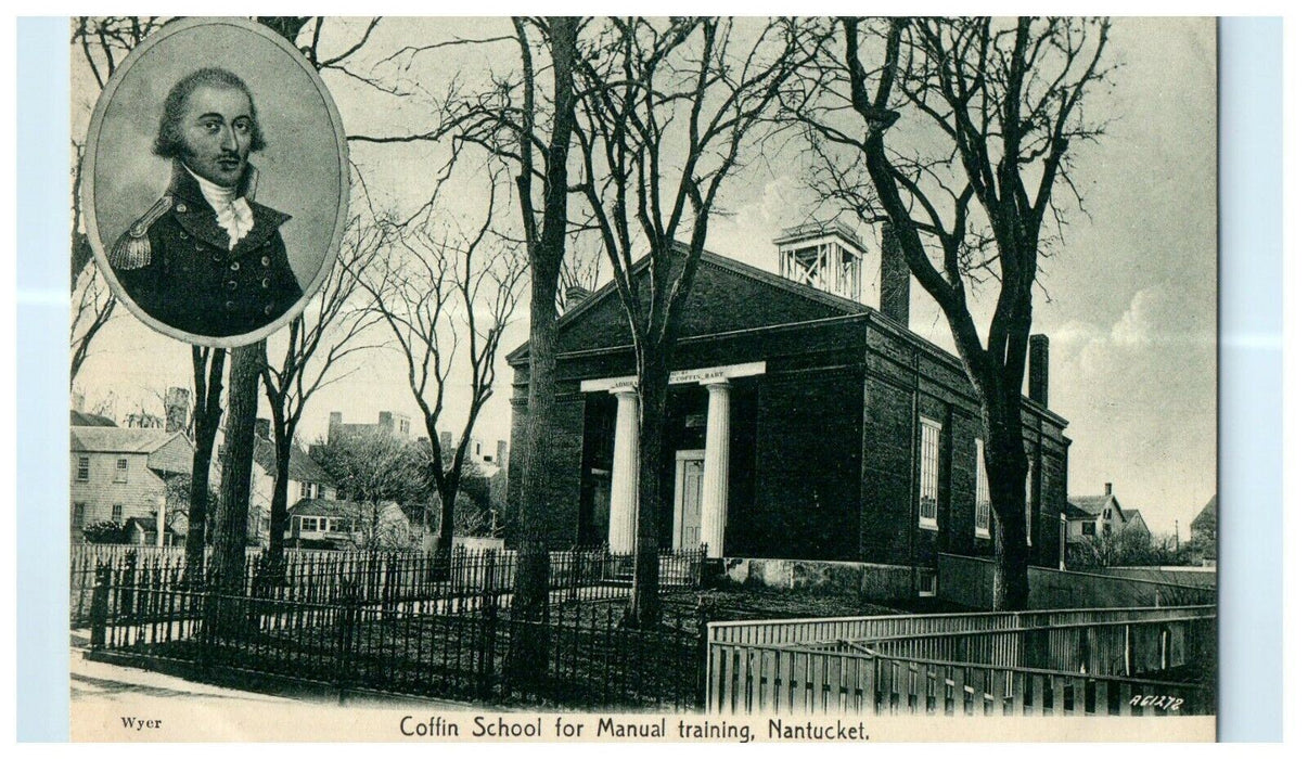 1908 Coffin School for Manual Training, Nantucket Massachusetts MA Postcard
