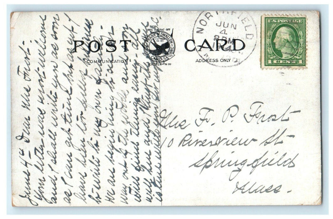 1914 Main Street, Northfield Massachusetts MA Antique Postcard