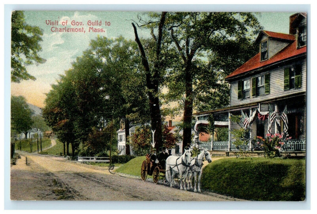 1908 Visit of Gov. Guild to Charlemont Massachusetts MA Posted Postcard