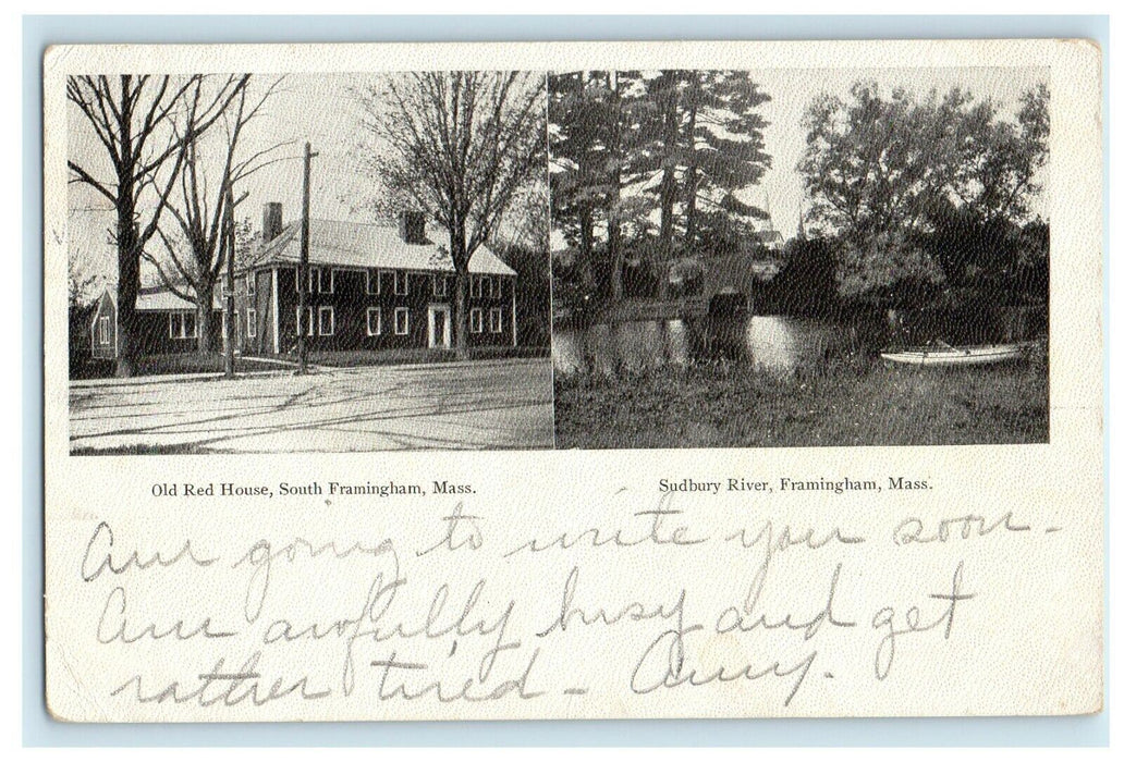 1904 Red House and Sudbury River, Framingham Massachusetts MA Postcard