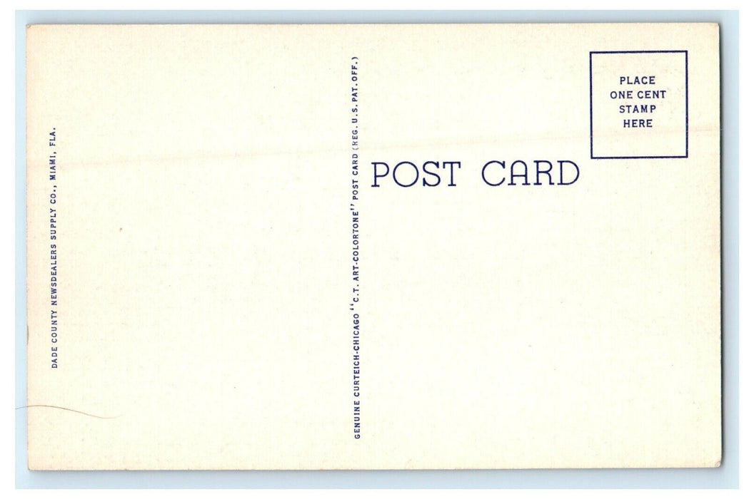 c1930's Cabana Sun Club And Roney Plaza Hotel Miami Beach Florida FL Postcard