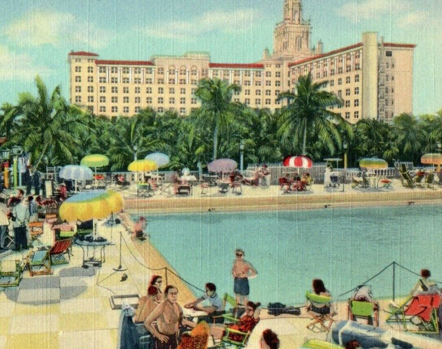 c1930's Cabana Sun Club And Roney Plaza Hotel Miami Beach Florida FL Postcard