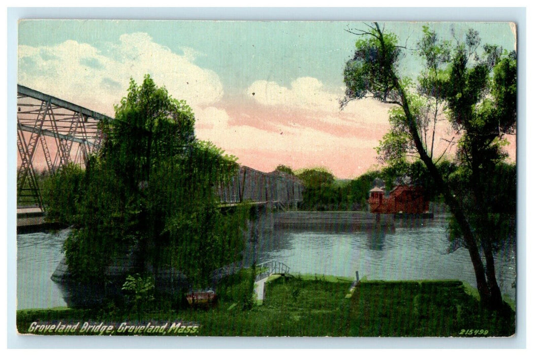 1912 Groveland Bridge, Groveland, Massachusetts MA Antique Postcard