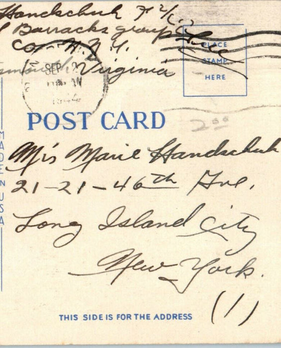 1944 Aerial View of Downtown Business Section, Norfolk VA Posted Postcard