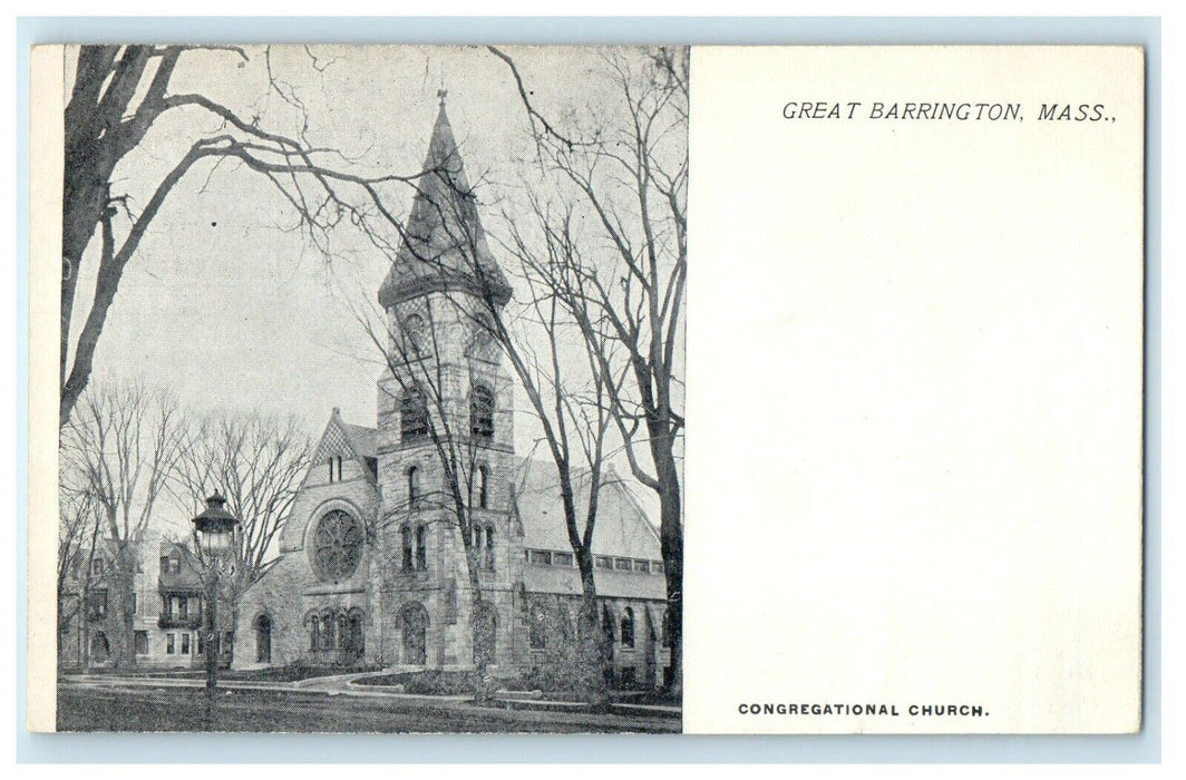 1905 Congregational Church, Great Barrington Massachusetts MA Postcard