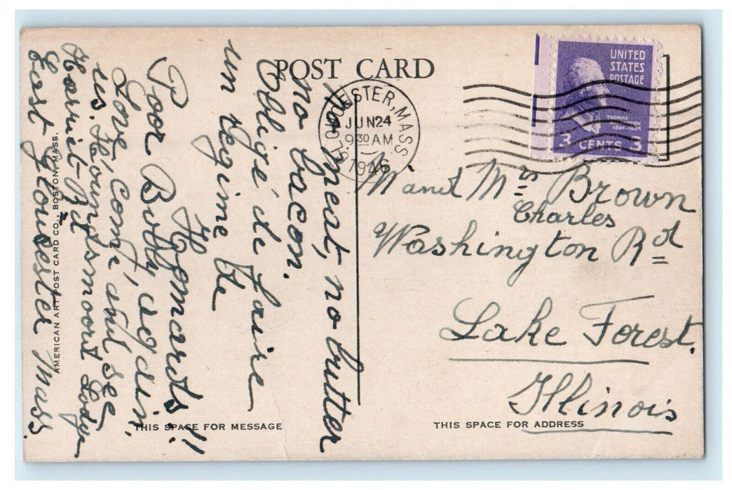 1946 Drying The Nets,Gloucester, Massachusetts MA Posted Vintage Postcard