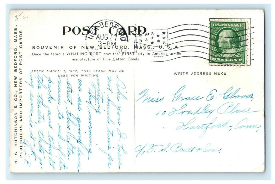 1910 Fairhaven End of Bridge, Fairhaven Massachusetts MA Souvenir Postcard