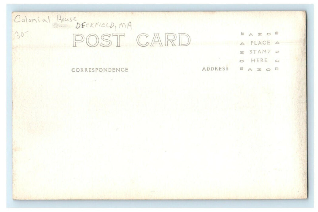 c1920's Colonial House Deerfield Massachusetts MA RPPC Photo Antique Postcard