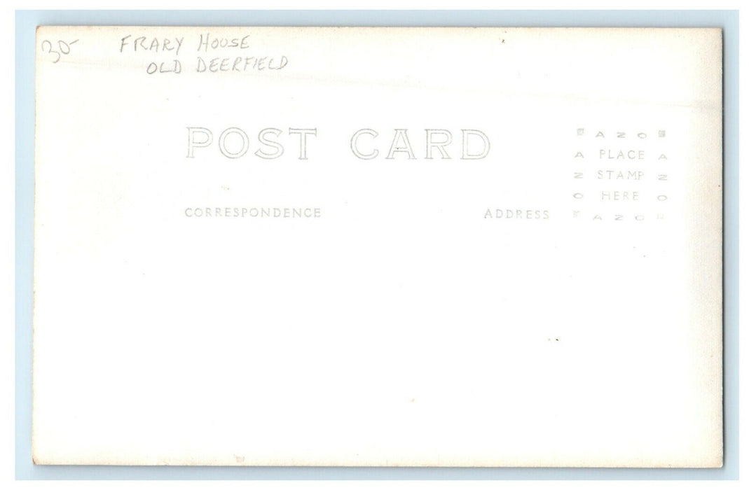 c1920's Frary House Old Deerfield Massachusetts MA RPPC Photo Antique Postcard