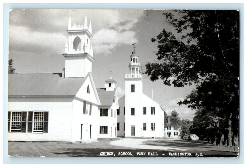 1953 Church School Town Hall Washington New Hampshire NH RPPC Photo Postcard